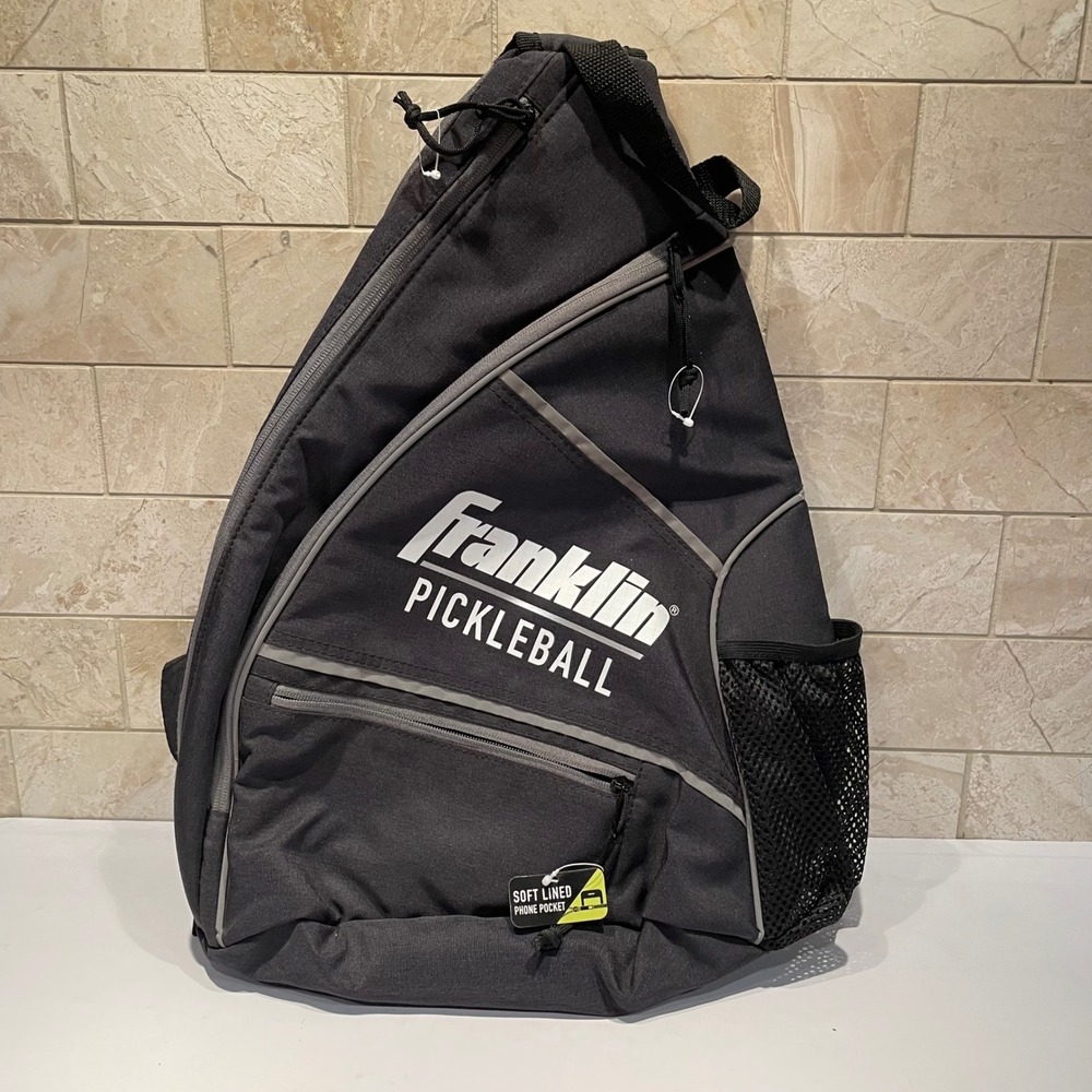 Franklin Pickleball Sling Bag Black Grey Padded Shoulder Strap Paddle Backpack